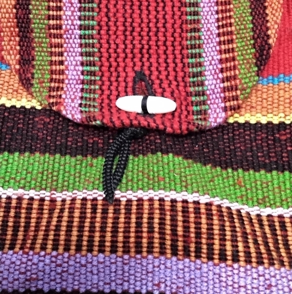 Woven Drawstring Boho Bag Rasta Back Pack - Picture 3 of 6